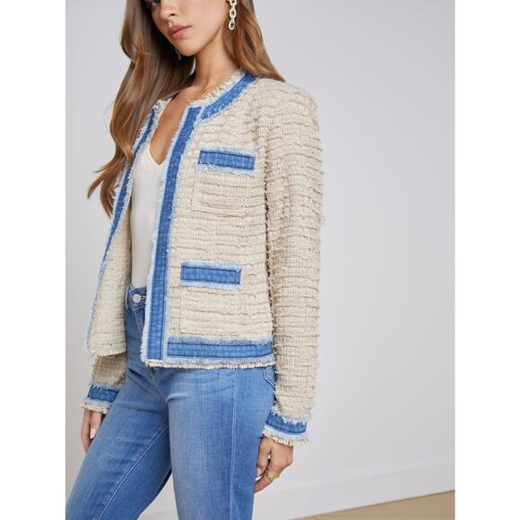 L’AGENCE Agnes Denim Tweed Jacket – Size Medium NWT - Picture 6 of 7